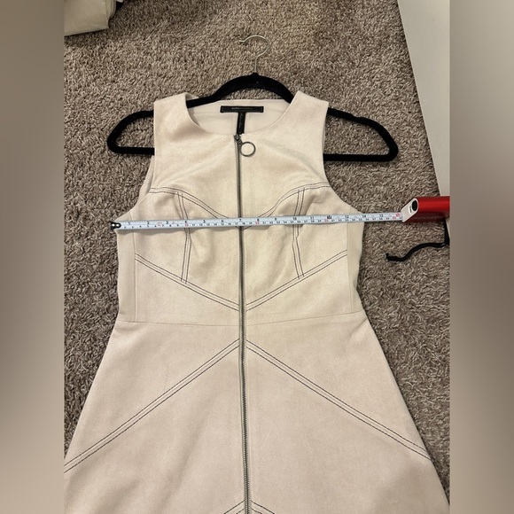 BCBGMAXAZRIA Alaina Cream Mod Style Faux Suede Ring Zip Front Dress - Picture 13 of 16